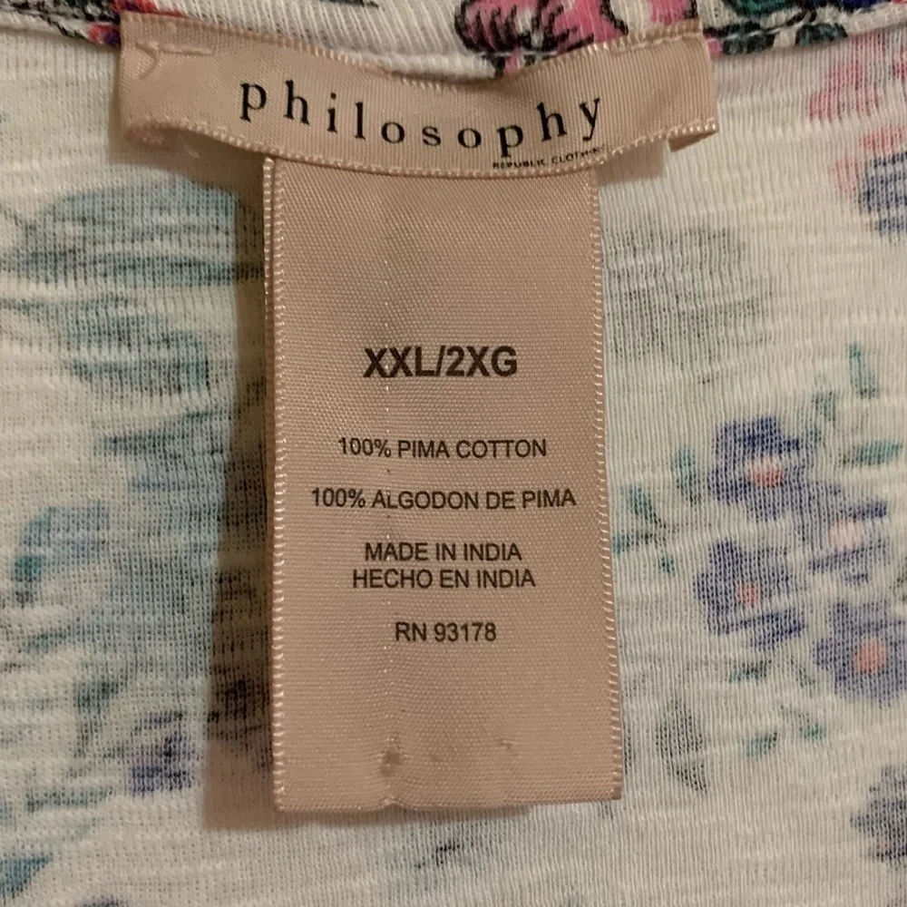 Philosophy Multi Flower White Short Sleeve Flow Knit Blouse. Size XXL/2XG - Picture 3 of 4